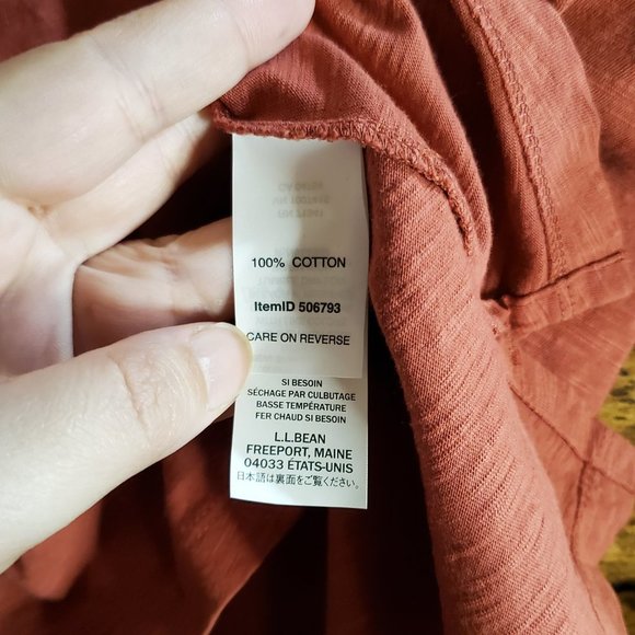 L.L. Bean - Small New Women's Split Neck 3/4 Sleeve Tee NWT in Orange/Clay - Picture 5 of 8